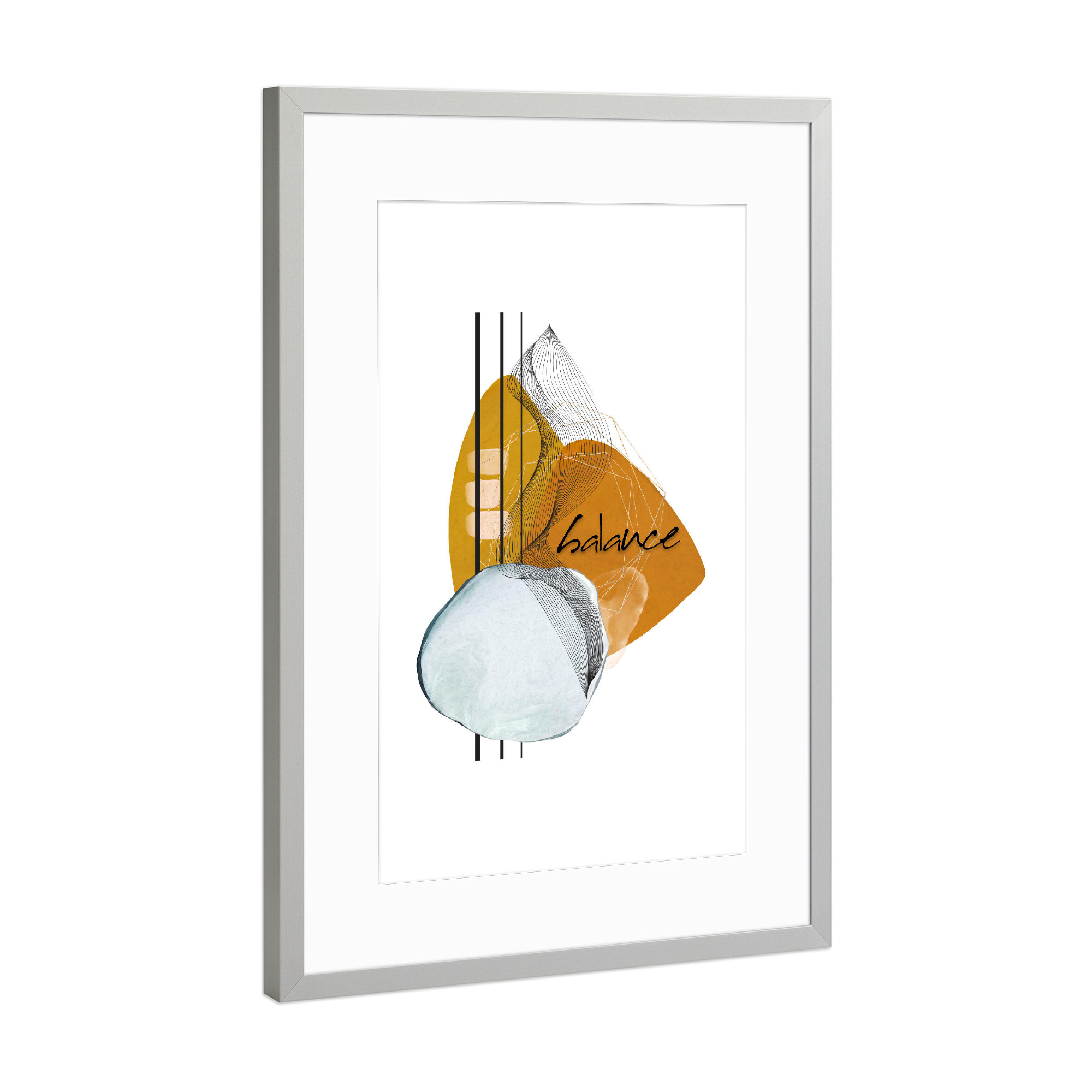Poster mit Rahmen Silber "Balance zen art" artboxONE - Typografie,Abstrakt,Geometrie