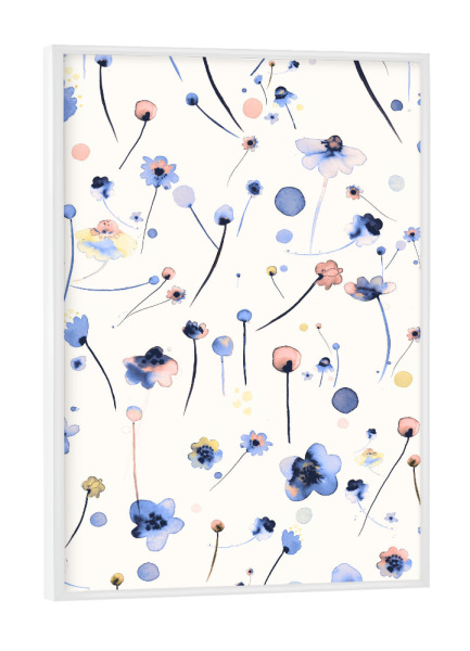 Poster mit weißem Rahmen "Blue Soft Flowers" artboxONE - Natur,Floral,Für Mama