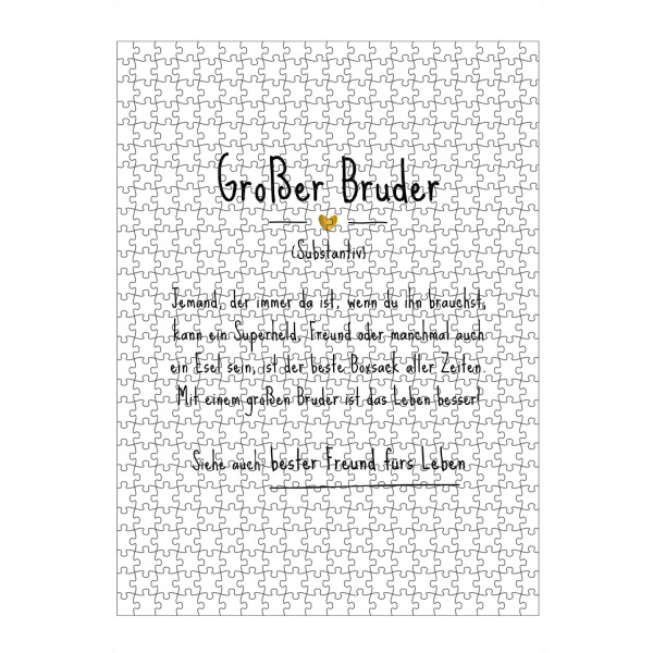 artboxONE Puzzle "Großer Bruder | Definition (DE)" artboxONE - Typografie,Für Kinder,Schwarzweiß,Liebe,Lustig