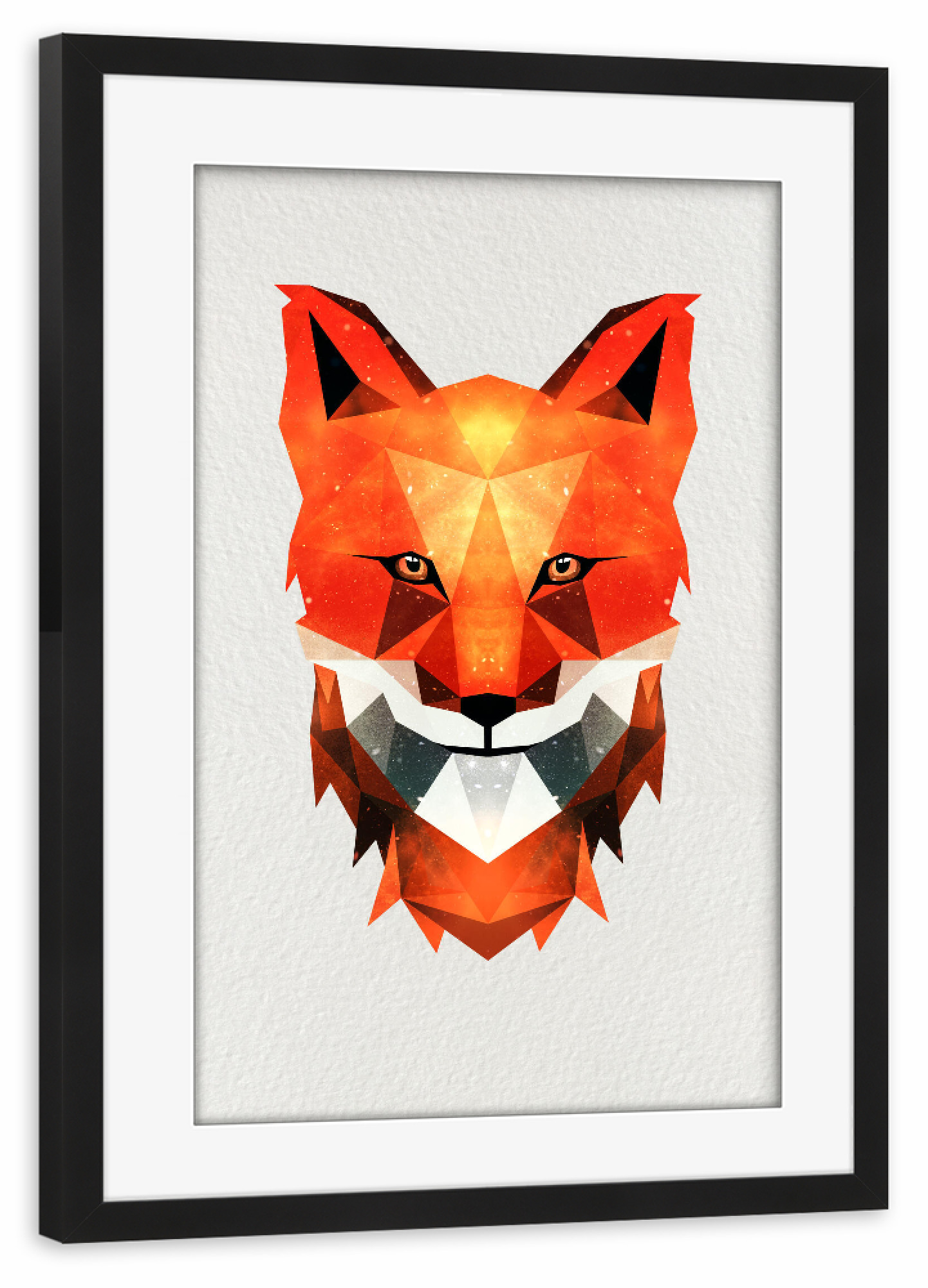 Poster mit Rahmen schwarz "Fuchs geometrisch" artboxONE - Tiere,Abstrakt,Geometrie