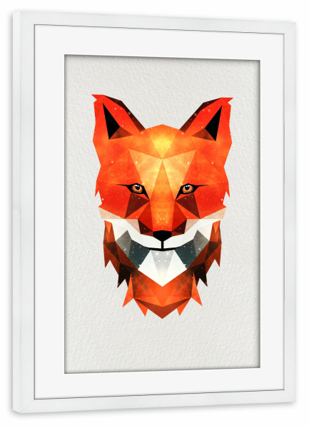 Poster mit Rahmen weiß "Fuchs geometrisch" artboxONE - Tiere,Abstrakt,Geometrie
