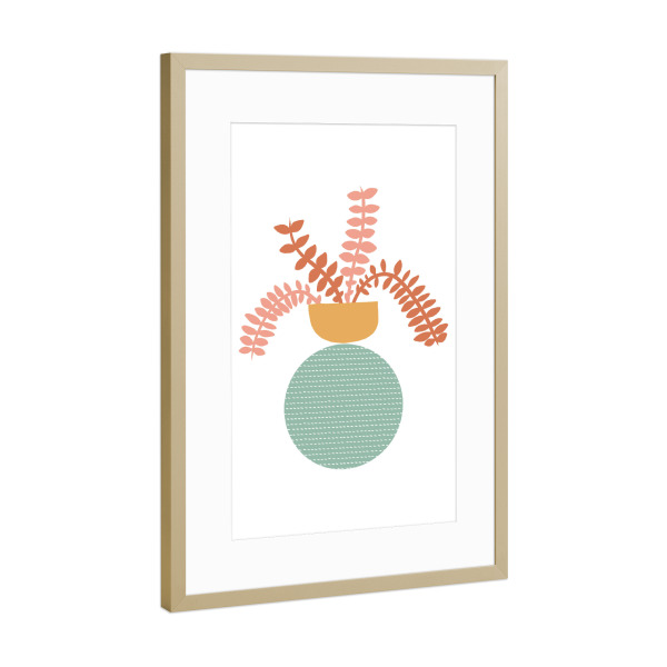 Poster mit Rahmen Gold "Flower Vase" artboxONE - Natur,Floral,Abstrakt,Geometrie