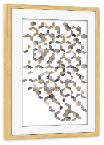 Poster mit Rahmen kiefer "Hexagon Gold Grey pattern" artboxONE - Abstrakt,Geometrie