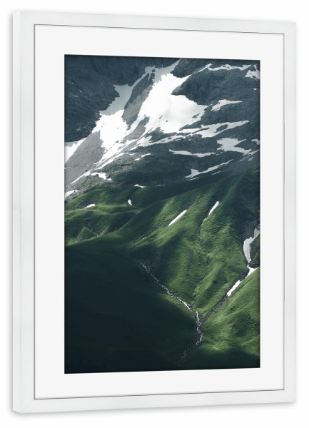 Poster mit Rahmen weiß "Abstrakte Berglandschaft" artboxONE - Natur,Reise