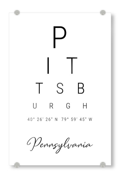Acrylglasbild "Pittsburgh | Pennsylvania" artboxONE - Städte,Typografie,Reise,Schwarzweiß,Städte / Weitere