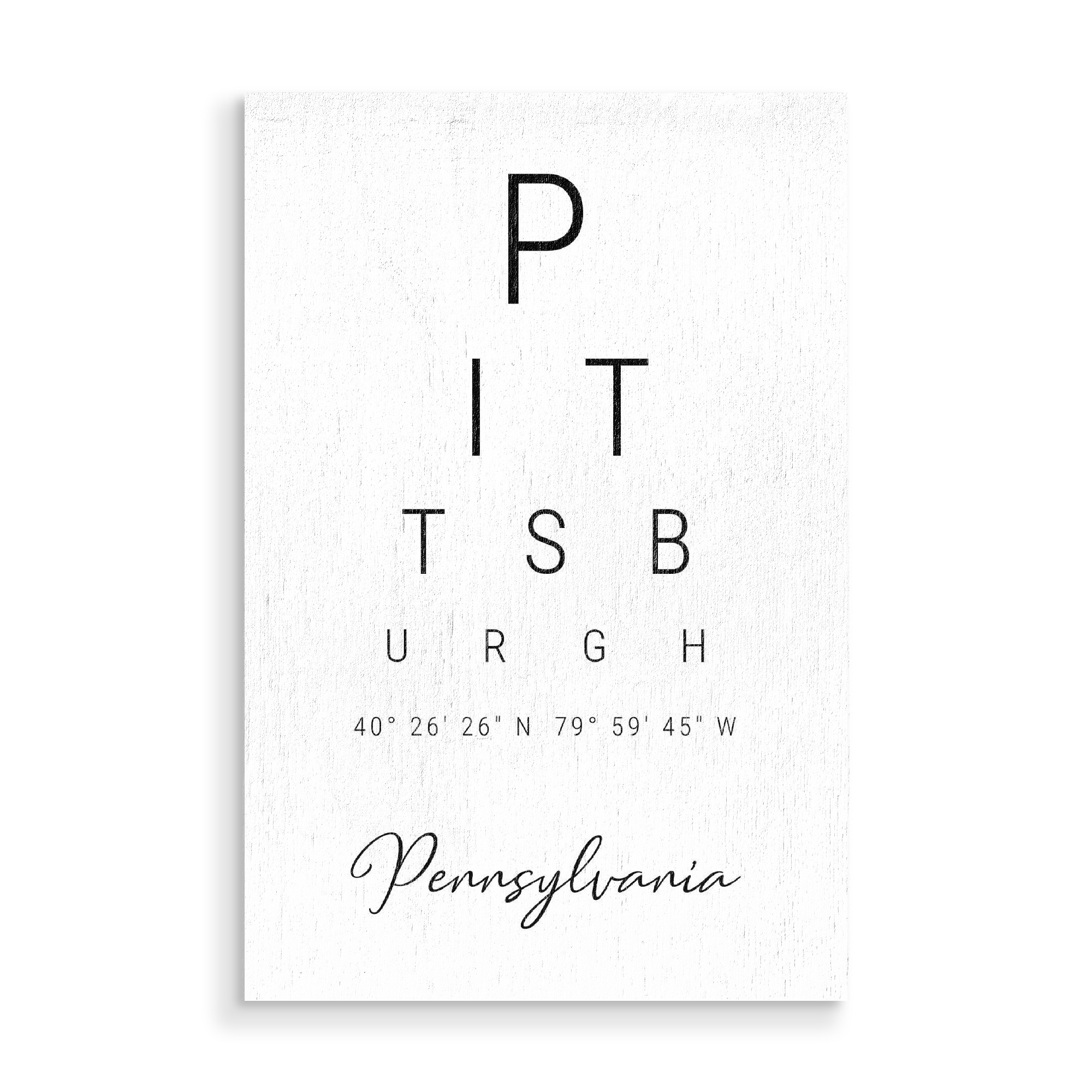 Holzbild "Pittsburgh | Pennsylvania" artboxONE - Städte,Typografie,Reise,Schwarzweiß,Städte / Weitere