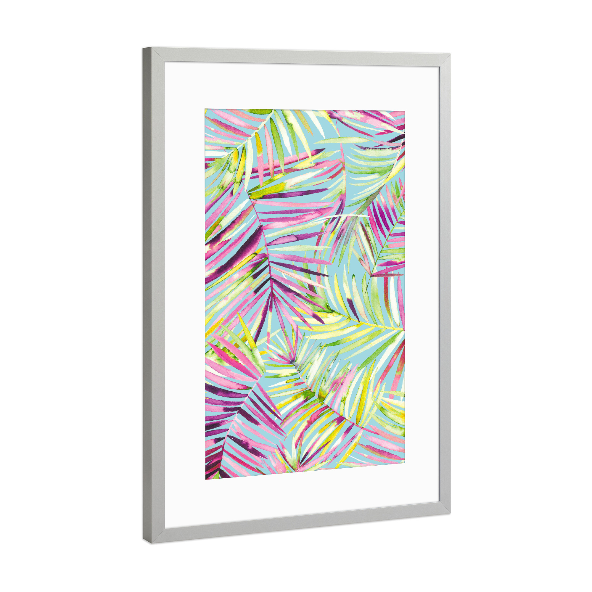 Poster mit Rahmen Silber "Relaxing Tropical Palms" artboxONE - Natur,Abstrakt,Reise / Strand und Meer