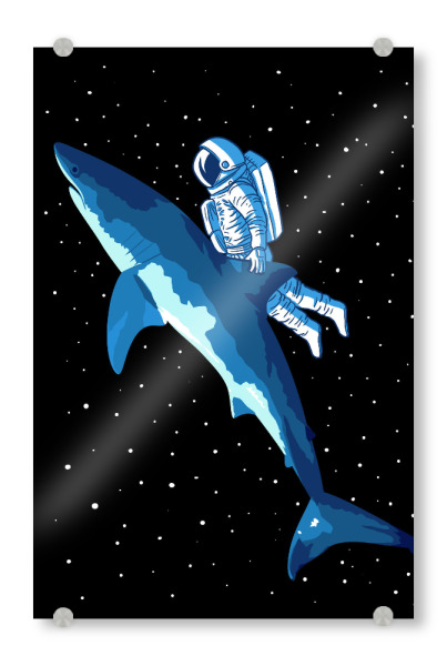 Acrylglasbild "Great Astronaut Shark" artboxONE - Tiere,Menschen,Männer