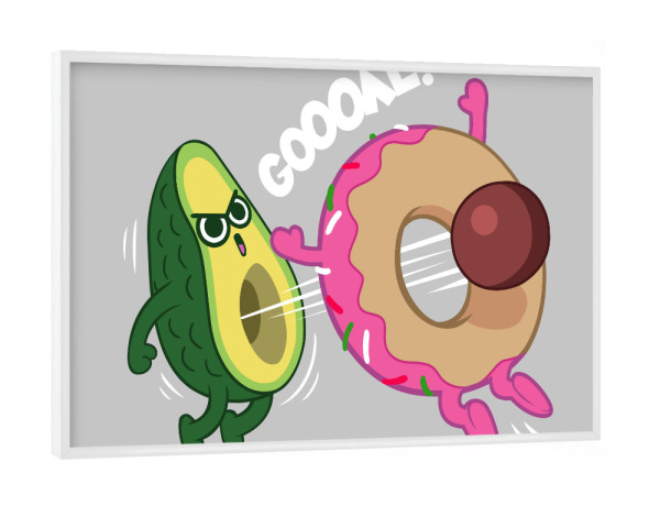 Poster mit weißem Rahmen "Avocado vs Donut" artboxONE - Für Kinder,Comic,Streetart