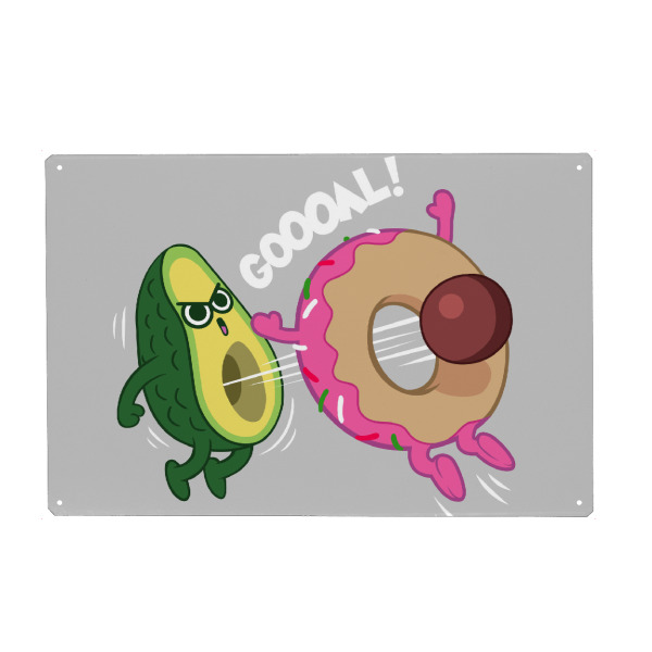 Metall Poster "Avocado vs Donut" artboxONE - Für Kinder,Comic,Streetart