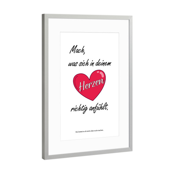 Poster mit Rahmen Silber "Mach, was sich gut anfühlt" artboxONE - Typografie