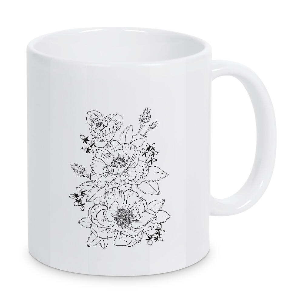 Tasse "Line-Art Muster aus Pfingstrosen" artboxONE - Natur,Floral