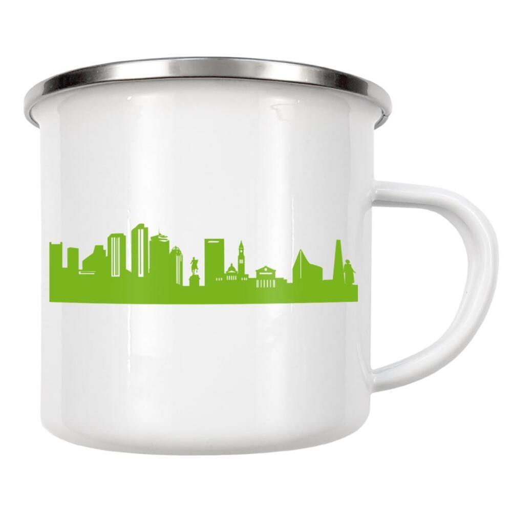 Emaille Tasse "Boston 01 grüner Skyline-Print" artboxONE - Abstrakt,Architektur,Städte / Boston
