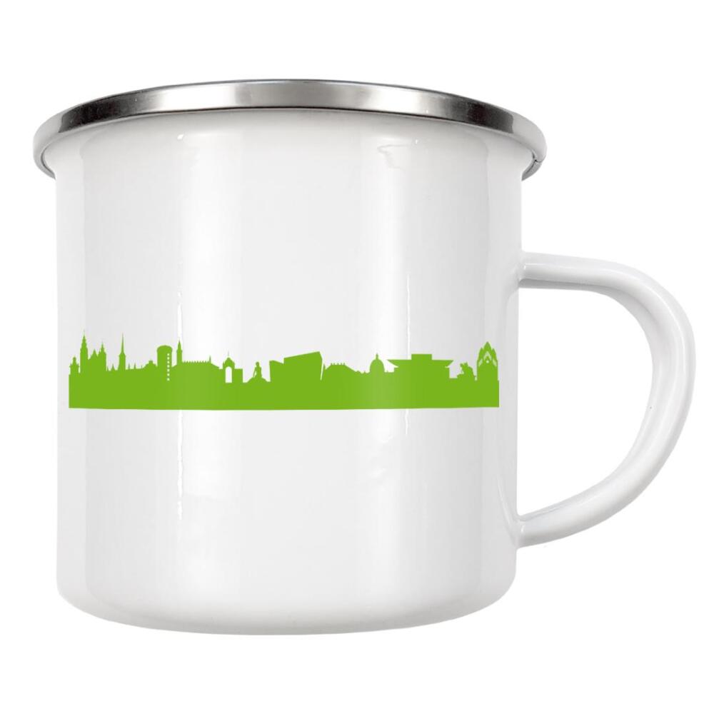 Emaille Tasse "Kopenhagen 01 grüner Skyline-Print" artboxONE - Städte,Abstrakt,Architektur,Städte / København