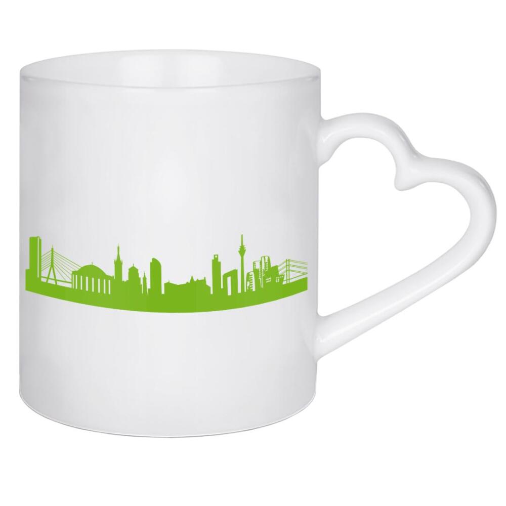 Herztasse "Düsseldorf 01 grüner Skyline-Print" artboxONE - Städte,Abstrakt,Architektur,Städte / Düsseldorf