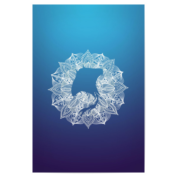 Poster 30x20 cm "Blue Mandala Circle Mantaray" artboxONE - Tiere,Abstrakt,Unterwasser