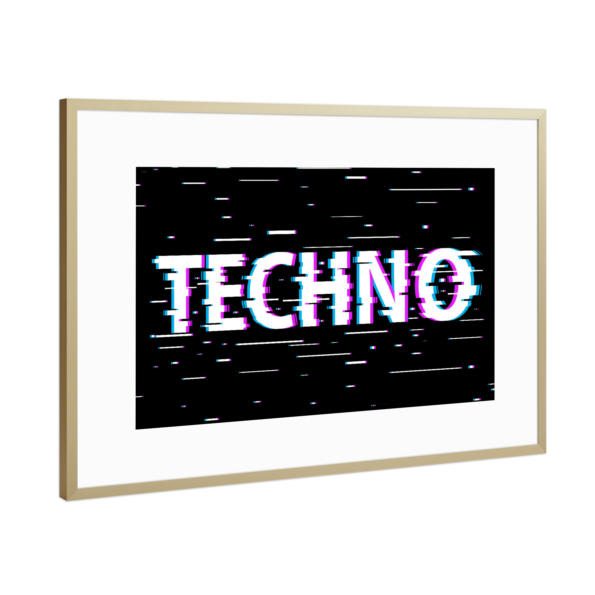 Poster mit Rahmen Gold "Digital Techno" artboxONE - Typografie,Musik - Techno,Music,Electro,Rave,Musik,Typo,Typografie,Typography