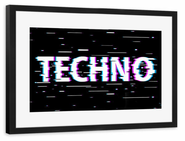 Poster mit Rahmen schwarz "Digital Techno" artboxONE - Typografie,Musik - Techno,Music,Electro,Rave,Musik,Typo,Typografie,Typography