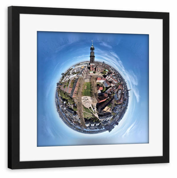 Poster mit Rahmen schwarz "Kirche St. Michaelis -Michel in HH" artboxONE - Städte,Städte / Hamburg,Reise,Architektur,Reise / Länder