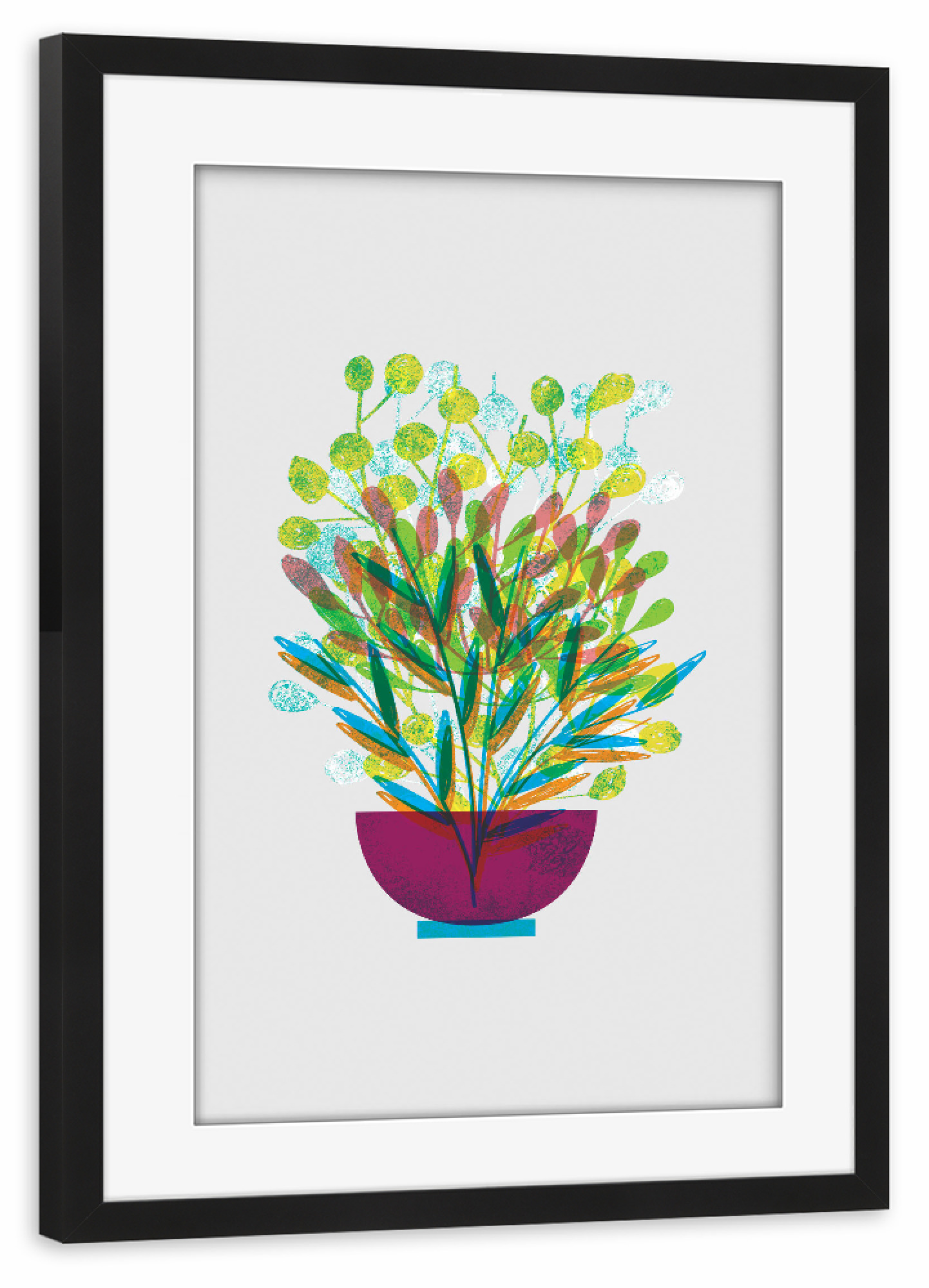 Poster mit Rahmen schwarz "Flower Pot" artboxONE - Natur,Floral,Für Kinder,Für Mama