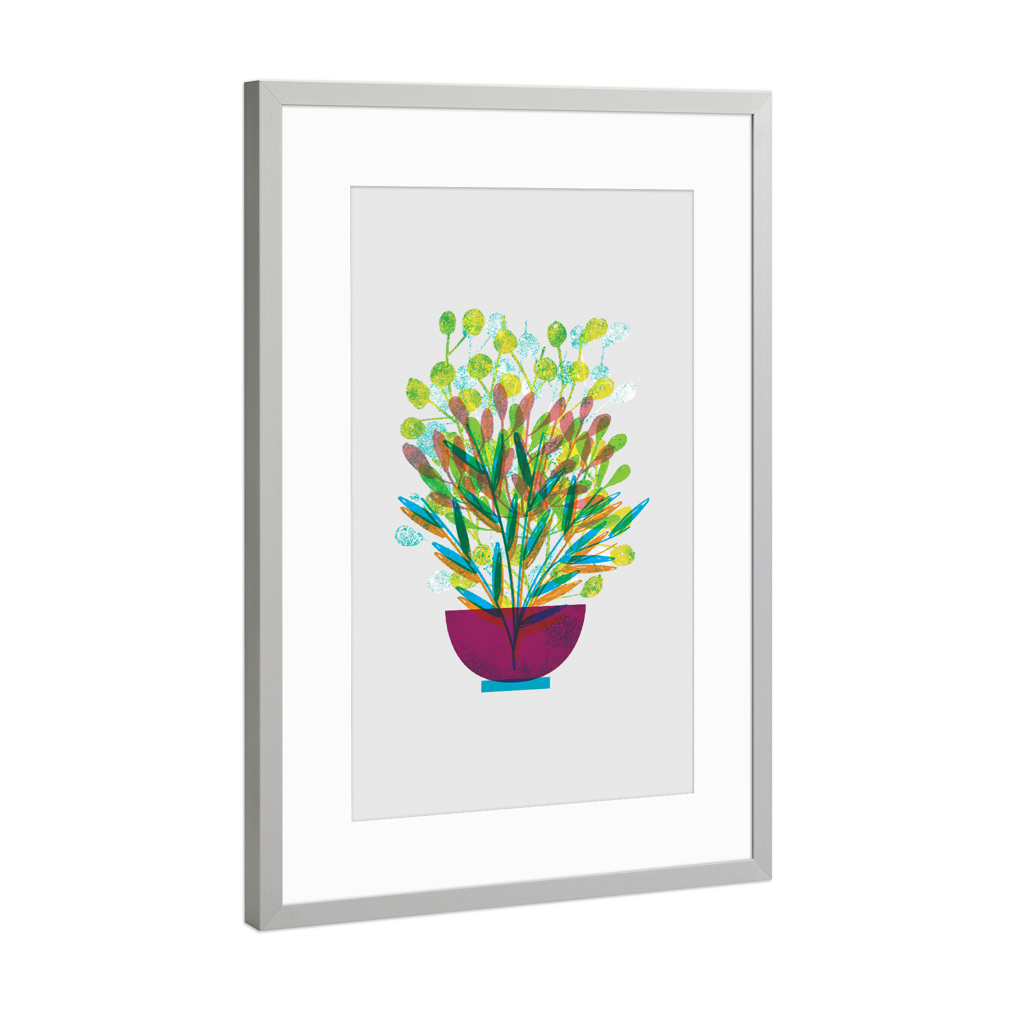 Poster mit Rahmen Silber "Flower Pot" artboxONE - Natur,Floral,Für Kinder,Für Mama