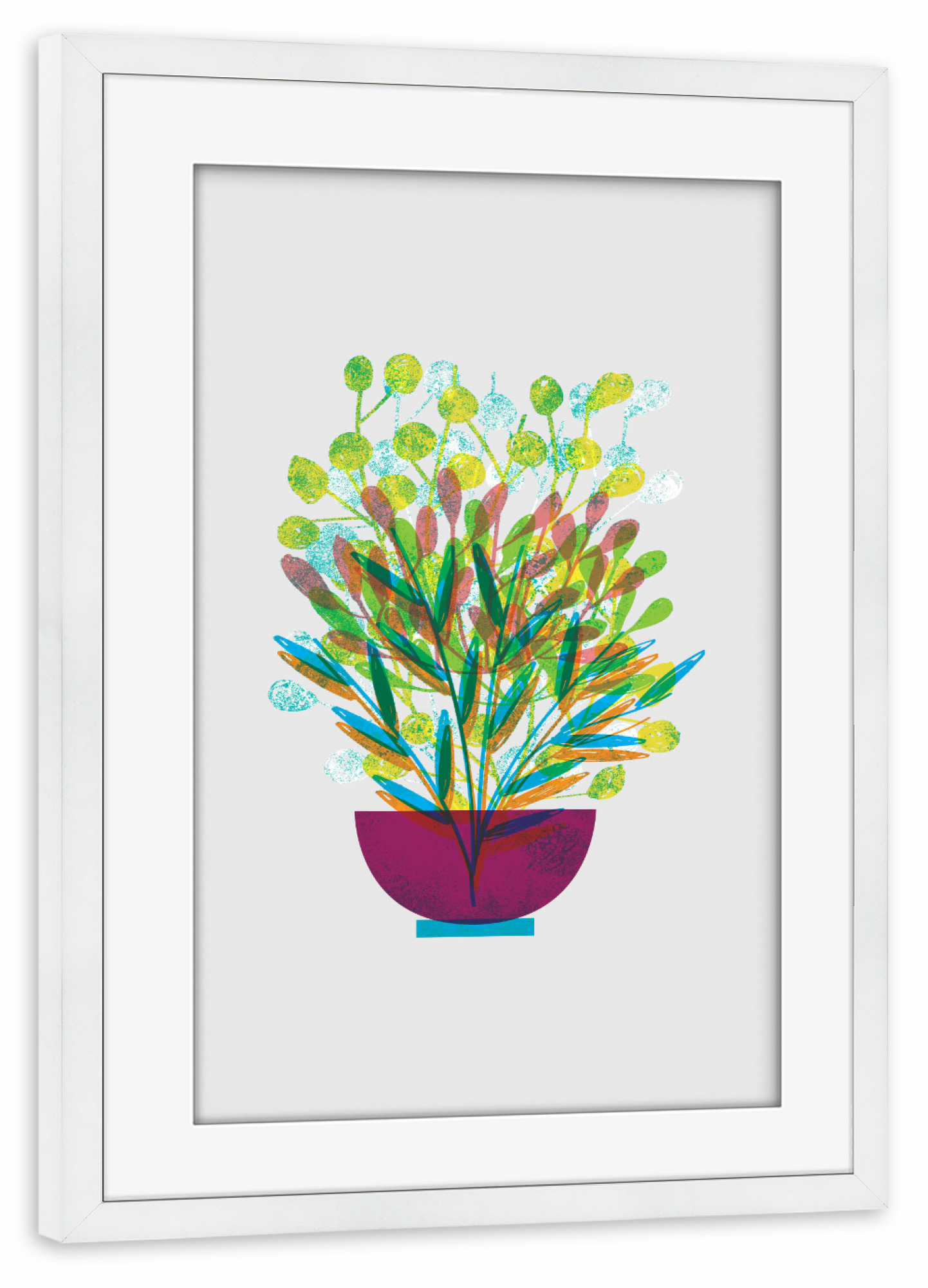 Poster mit Rahmen weiß "Flower Pot" artboxONE - Natur,Floral,Für Kinder,Für Mama
