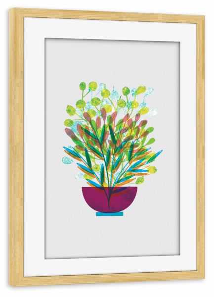 Poster mit Rahmen kiefer "Flower Pot" artboxONE - Natur,Floral,Für Kinder,Für Mama