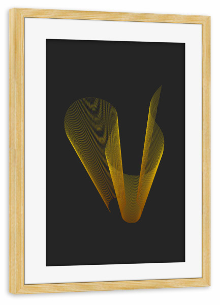 Poster mit Rahmen kiefer "Wave U" artboxONE - Typografie,Abstrakt,Geometrie,Buchstaben,Buchstaben / U