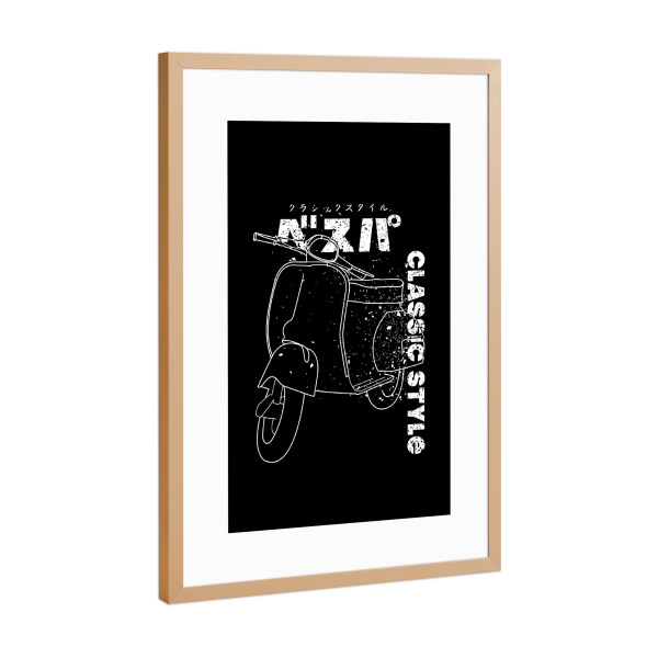 Poster mit Rahmen Kupfer "Classic Besupa" artboxONE - Typografie,Reise,Automobile - Vespa,Japan,Quote,Japanese,Classic,Moped,Drive,Fahren