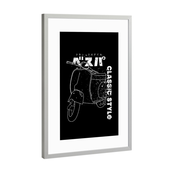 Poster mit Rahmen Silber "Classic Besupa" artboxONE - Typografie,Reise,Automobile - Vespa,Japan,Quote,Japanese,Classic,Moped,Drive,Fahren