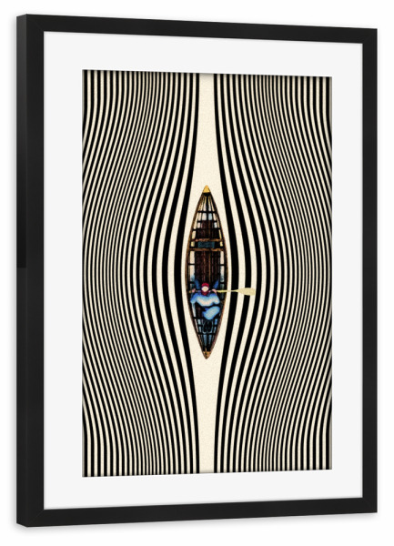 Poster mit Rahmen schwarz "Illusionary Canoe Ride" artboxONE - Sport,Fiktion,Lustig