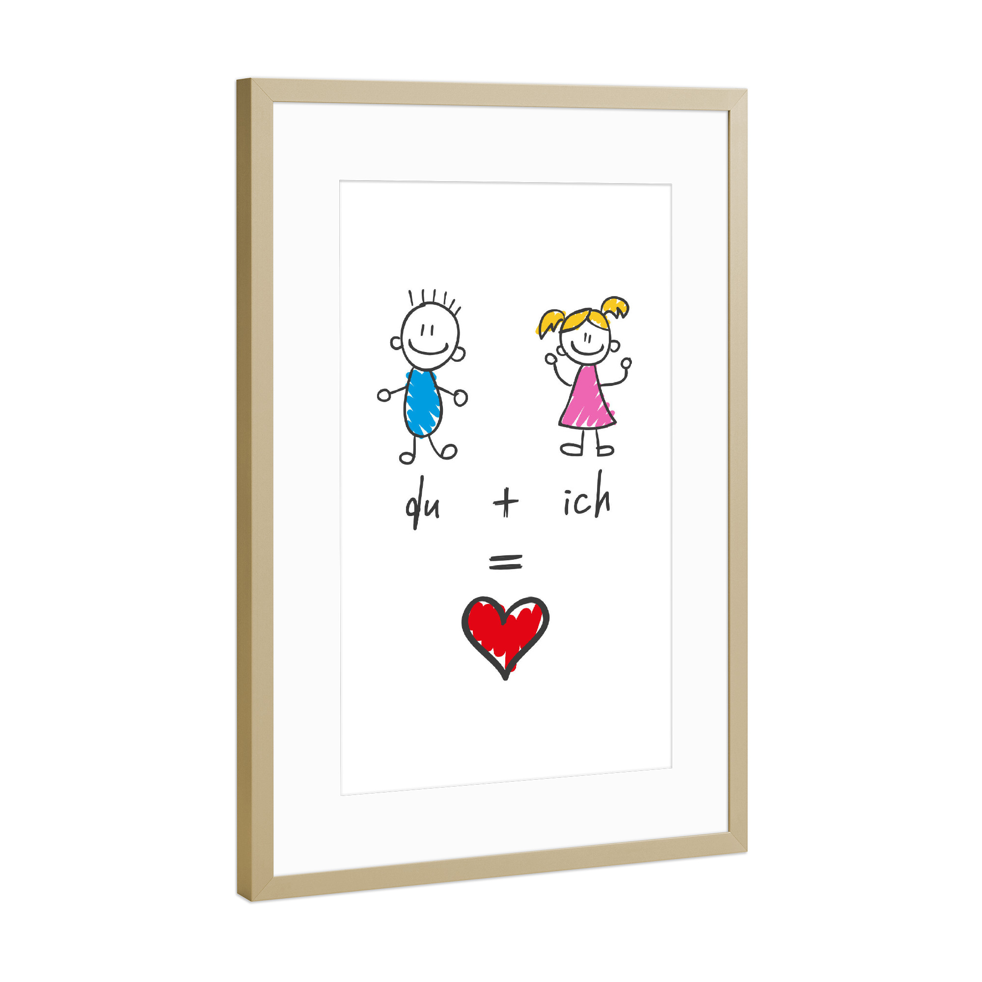 Poster mit Rahmen Gold "Du (Mann) & Ich (Frau)" artboxONE - Typografie,Menschen,Liebe