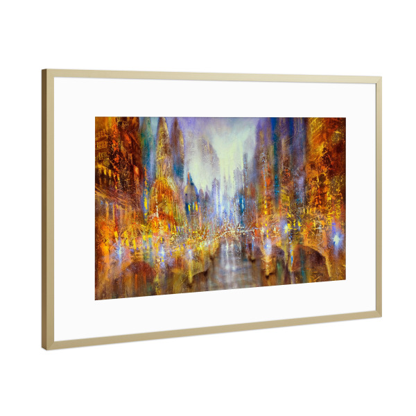 Poster mit Rahmen Gold "City of lights_" artboxONE - Städte,Reise,Architektur
