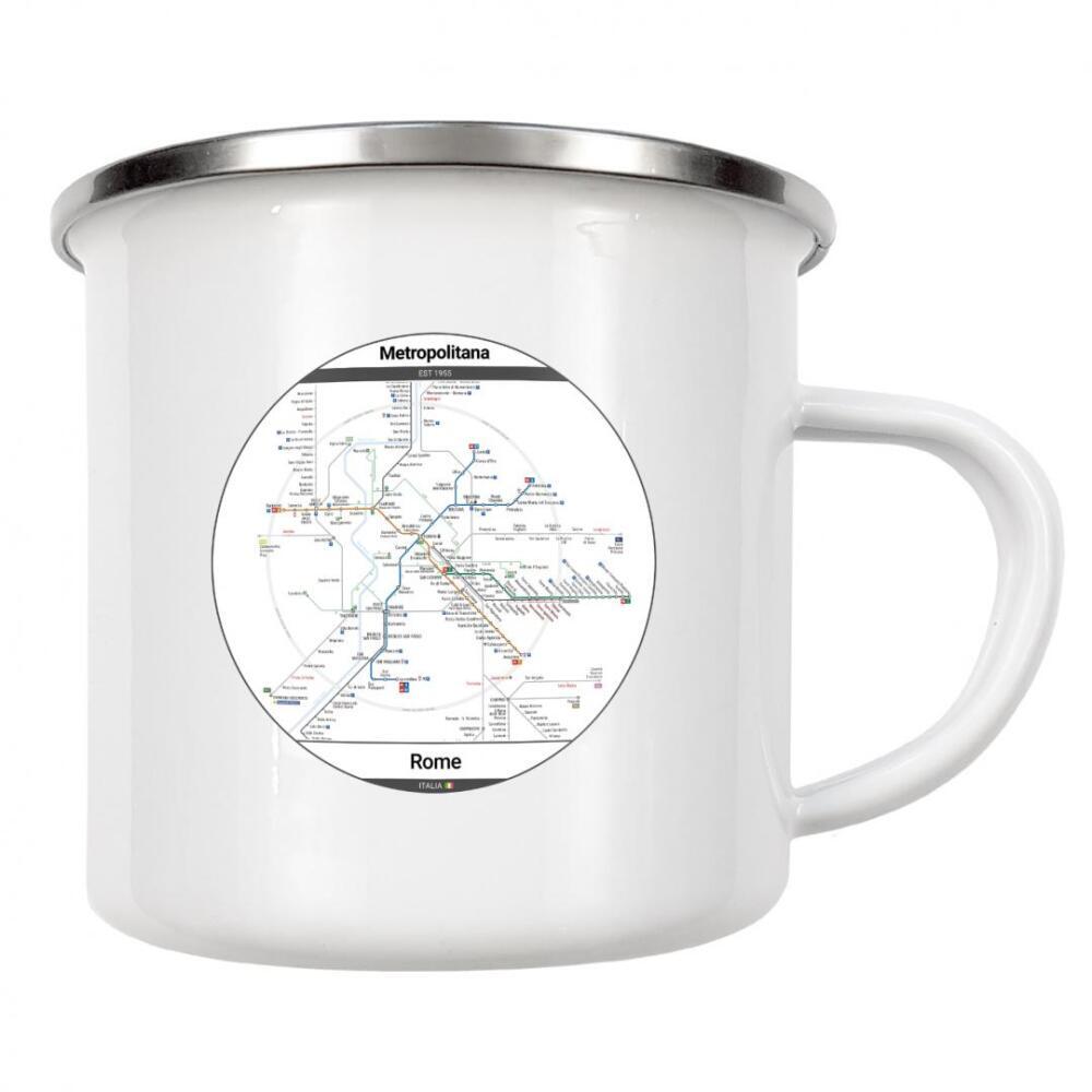 Emaille Tasse "U-Bahn – Rom" artboxONE - Städte,Städte / Rom,Kartografie - Stadt,Städtisch,U-bahn,Transit,Schiene,Transport,Karte,Fluss,Italien,Rom