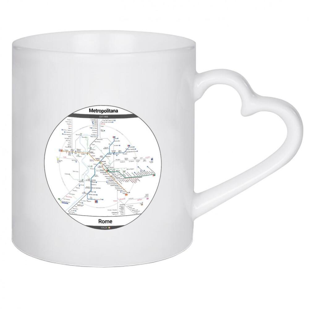 Herztasse "U-Bahn – Rom" artboxONE - Städte,Städte / Rom,Kartografie - Stadt,Städtisch,U-bahn,Transit,Schiene,Transport,Karte,Fluss,Italien,Rom