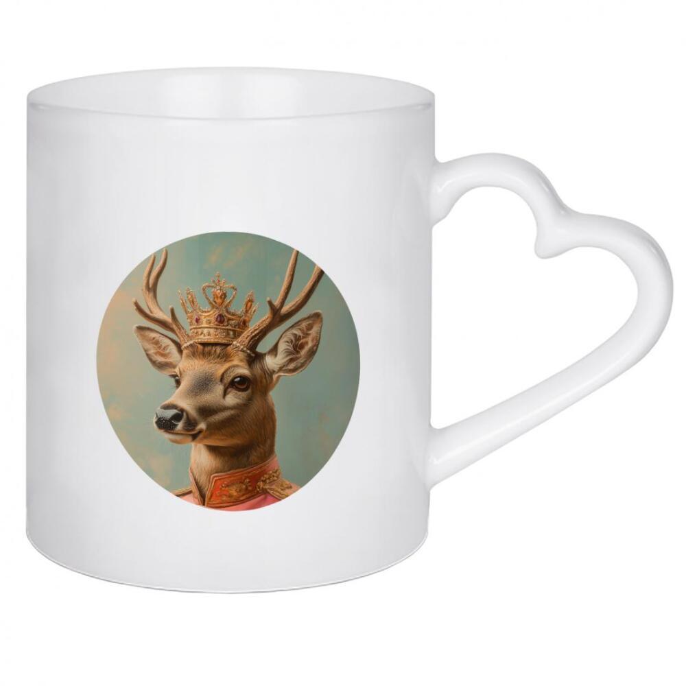 Herztasse "Porträt rosa Hirsch mit Krone" artboxONE - Tiere,Weihnachten,Lustig