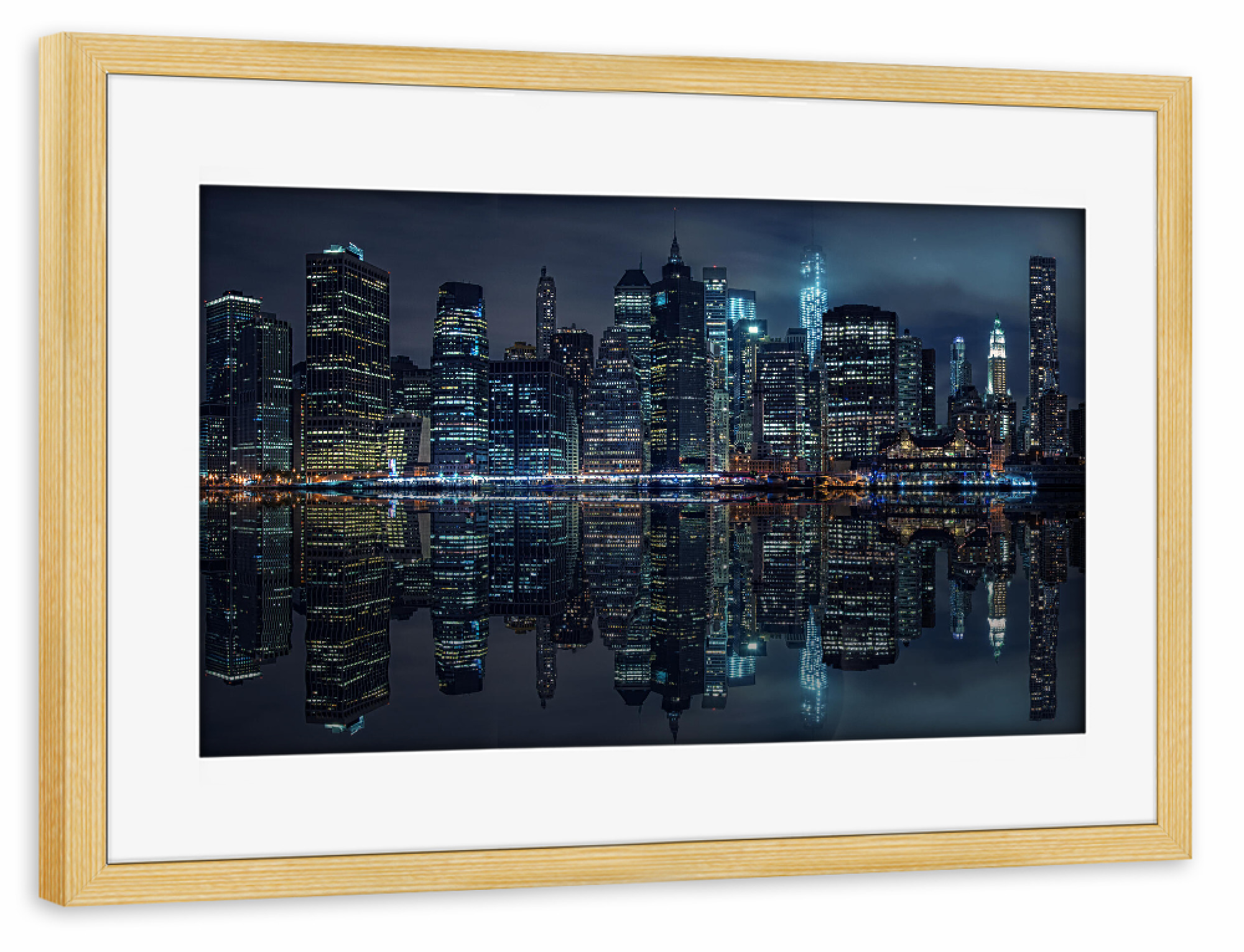 Poster mit Rahmen kiefer "New York Blue" artboxONE - Städte / New York,Reise,Schwarzweiß,Architektur