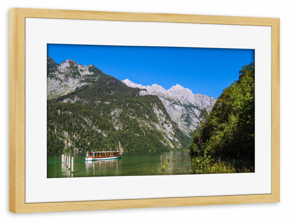 Poster mit Rahmen kiefer "Schiff auf dem Königssee" artboxONE - Natur,Reise