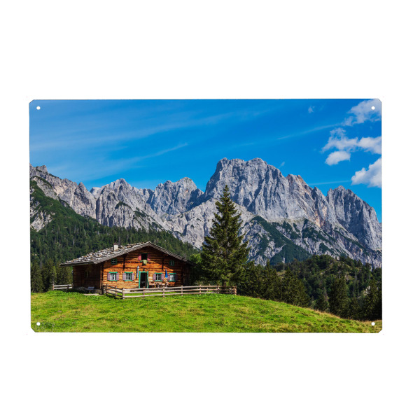 Holzbild "Hütte auf der Litzlalm" artboxONE - Natur,Reise,Reise / Länder