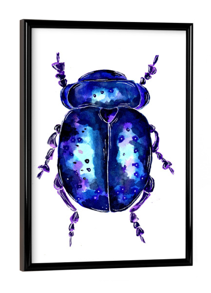 Poster mit schwarzem Rahmen "Blue and Purple Beetle" artboxONE - Tiere
