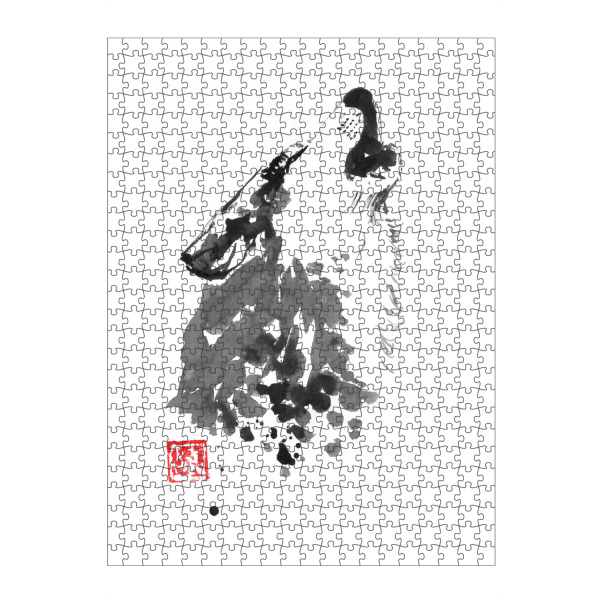 artboxONE Puzzle "Cry wolf" artboxONE - Tiere - Wolf,Sumie,Dog,Japan,Animal,Tier,Schwarzweiß,Blackandwhite,Heulen - Bild wolf