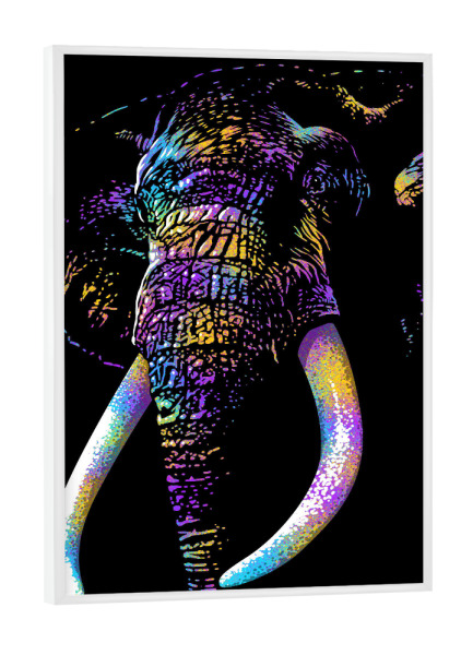 Poster mit weißem Rahmen "Elephant colorful" artboxONE - Tiere - Elephant,Animal,African,Africa,Beast,Elefant,Tier,Portrait,Majestätisch