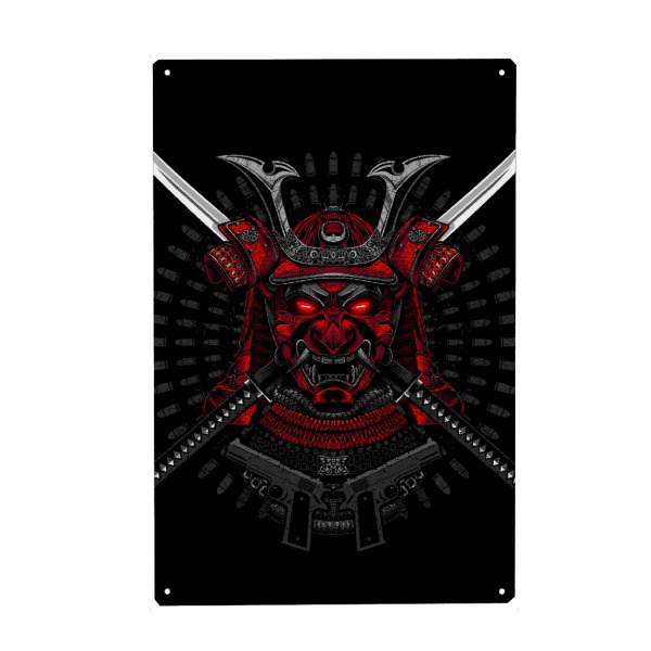 Metall Poster "Red Samurai" artboxONE - Städte / Tokio,Fiktion