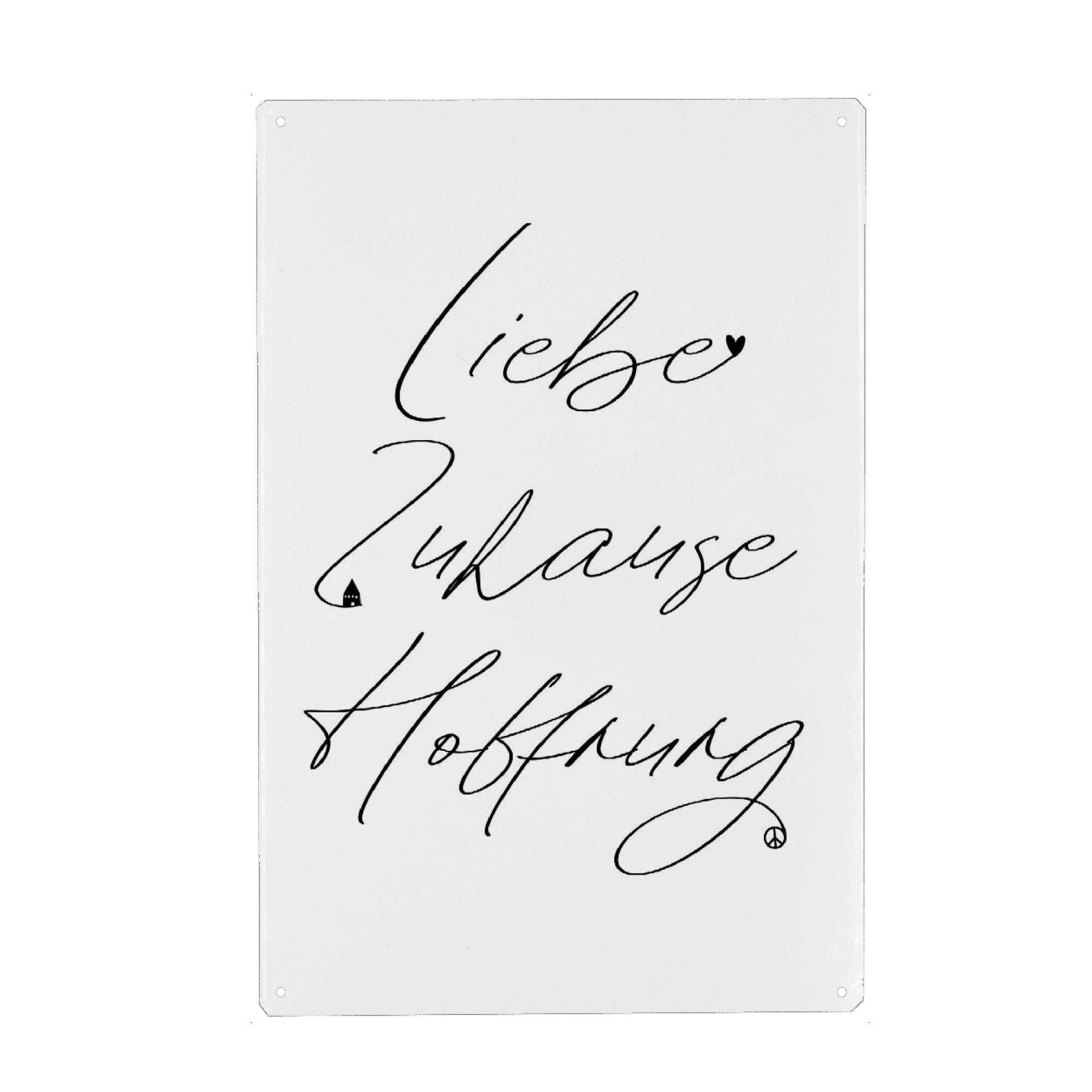 Metall Poster "Liebe Zuhause Hoffnung" artboxONE - Typografie,Für Kinder,Liebe,Für Mama,Für Papa