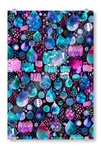 Acrylglasbild "Rain Drops Stitched Neon" artboxONE - Für Kinder,Abstrakt,Für Mama