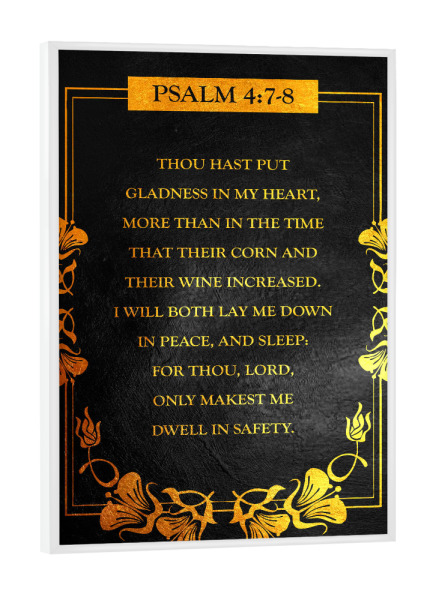 Poster mit weißem Rahmen "Psalm 4:7-8" artboxONE - Typografie