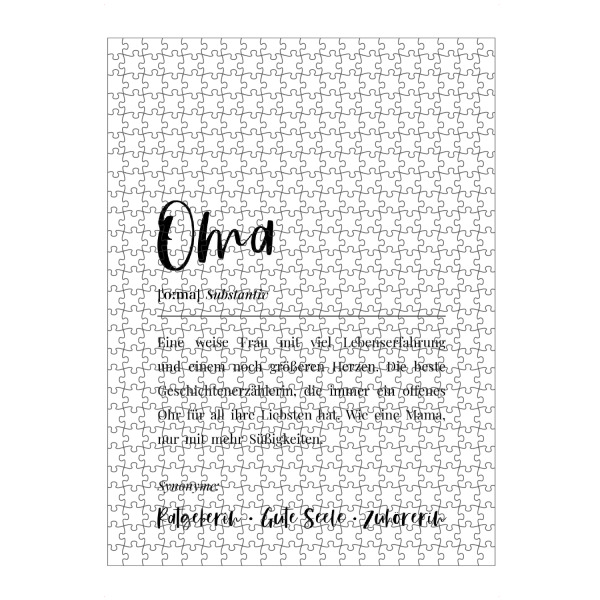 Puzzle Ravensburger "Oma Definition Lexikon" artboxONE - Typografie,Menschen,Schwarzweiß