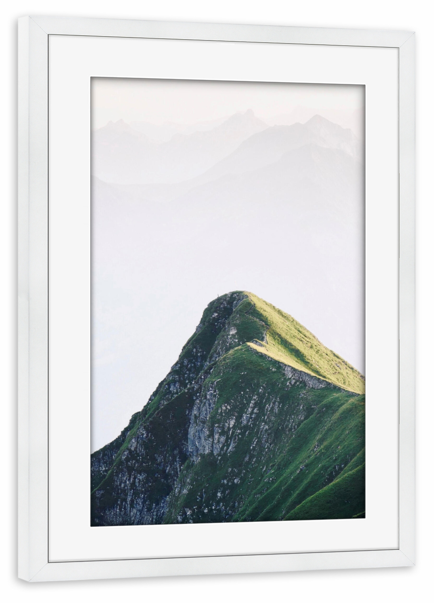 Poster mit Rahmen weiß "Augstmatthorn mit Berglandschaft" artboxONE - Natur