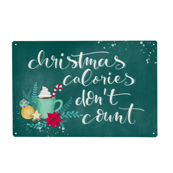 Holzbild "Christmas calories green" artboxONE - Typografie,Essen & Trinken,Weihnachten,Lustig