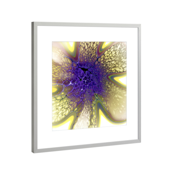 Poster mit Rahmen Silber "Lila Gelb Abstract X" artboxONE - Abstrakt